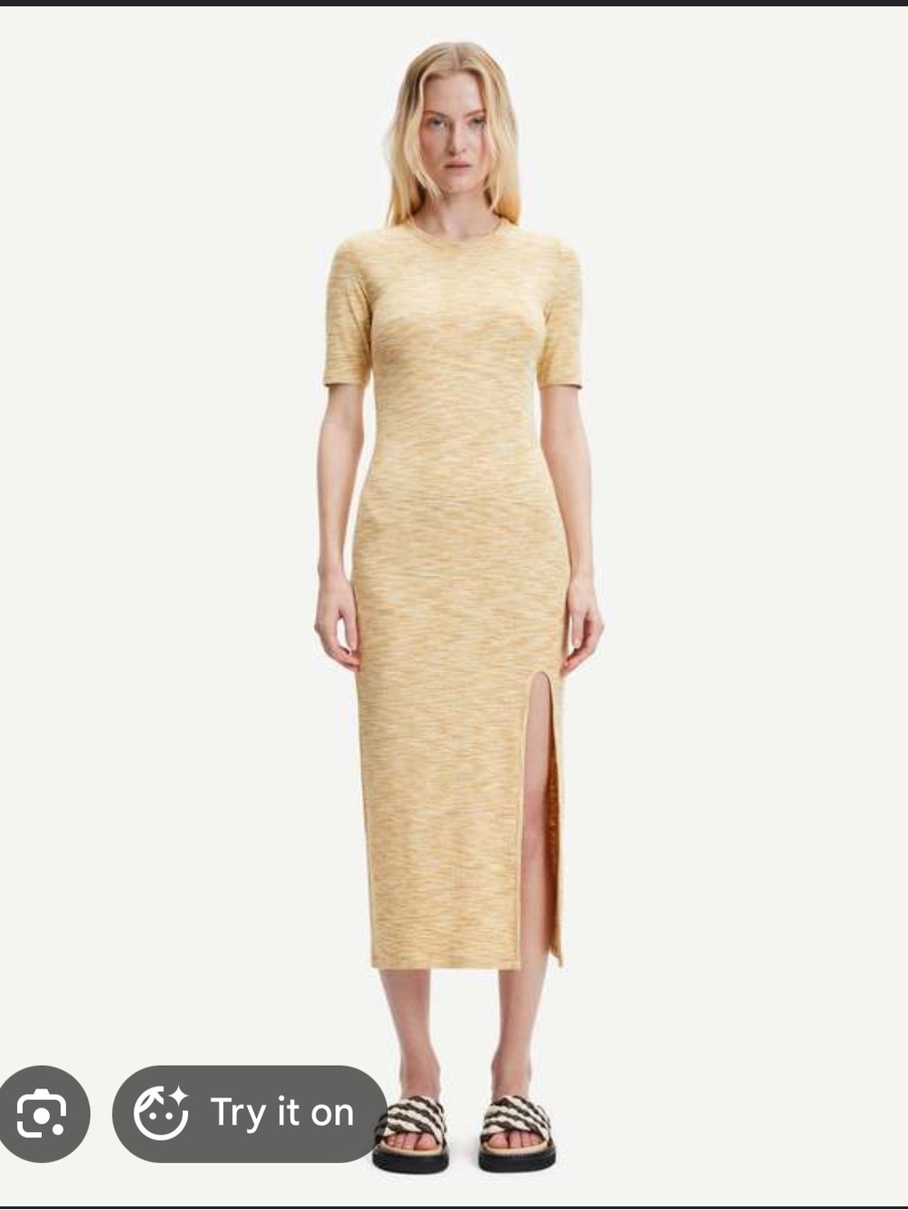 Samsøe & Samsøe Desert Space Dye Midi Dress in Soft Yellow